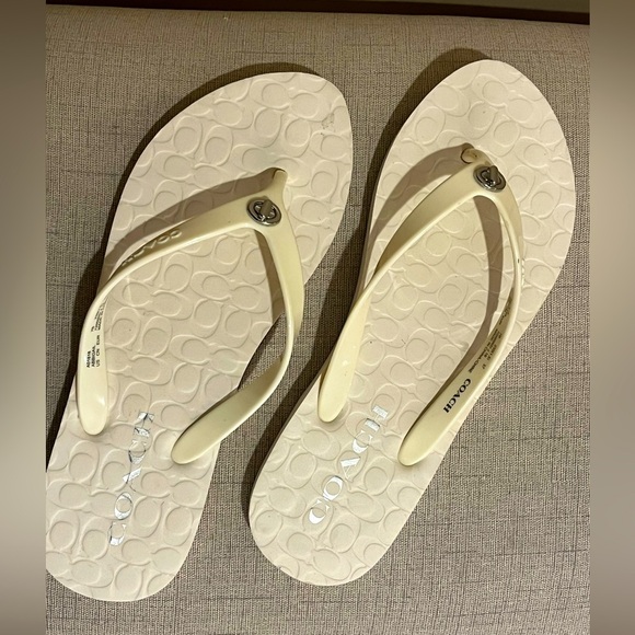 Coach Women's Ivory Sandals - Picture 1 of 8
